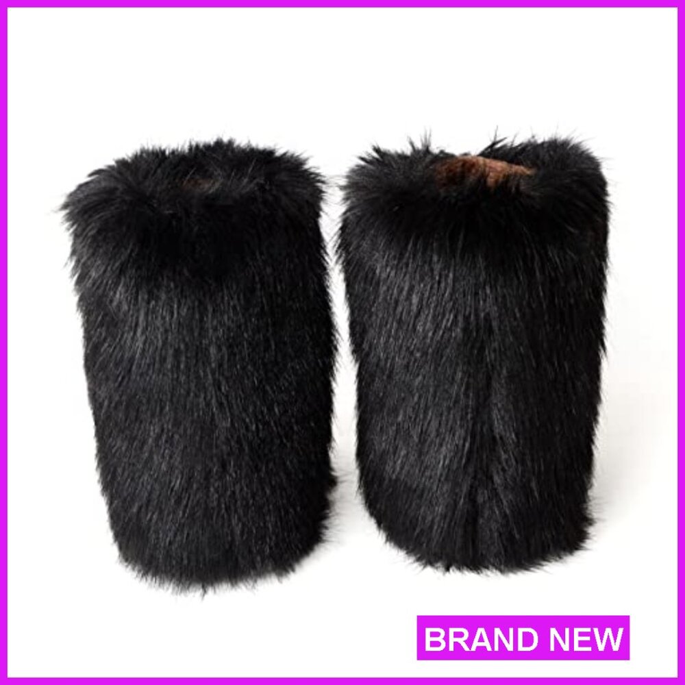 Faux Fur Snow Boots Mid-Calf Winter Shoes Fuzzy Flurry Leg Warmers - Picture 4 of 7